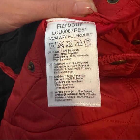 Barbour Jacket Cavalary Polarquilt Red Womens 8 *Flaws* - Picture 7 of 13